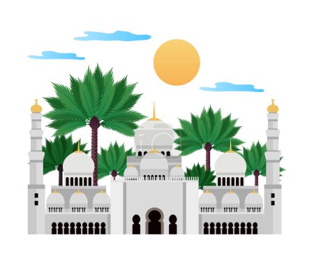 Téléchargez les illustrations : Composition touristique des Émirats arabes unis avec des images de voyage isolées sur fond blanc illustrations vectorielles - en licence libre de droit