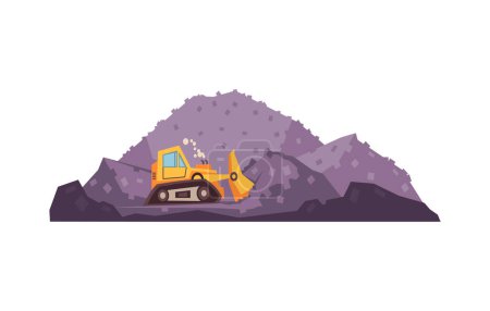 Illustration for Industry factory pollution composition with industrial view with bulldozer on blank background vector illustration - Royalty Free Image
