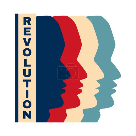 Illustration for Revolution composition with isolated power liberty unity struggle for freedom vintage style symbols vector illustration - Royalty Free Image