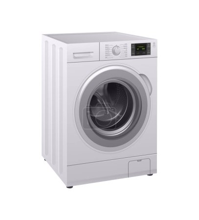 Realistische Zusammensetzung der Waschmaschine mit isoliertem Bild des Haushaltsgeräts auf leerem Hintergrundvektor