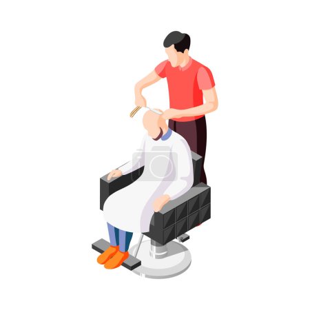 Illustration for Ways of hair removal and people doing epilation in salon and at home isometric icons set isolated on white background 3d vector illustration - Royalty Free Image
