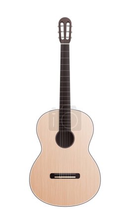 Illustration for Classic guitar composition with isolated image of acoustic instrument for playing music vector illustration - Royalty Free Image