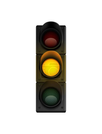 Illustration for Traffic lights realistic composition with traffic light icon with glowing light on blank background vector illustration - Royalty Free Image
