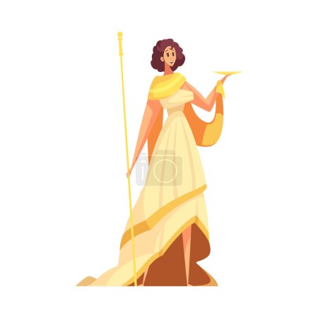 Illustration for Ancient greek gods composition with isolated cartoon style character of mythical god vector illustration - Royalty Free Image