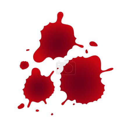 Téléchargez les illustrations : Éclaboussures de sang taches goutte composition réaliste avec des traces de liquide rouge sur fond blanc illustration vectorielle - en licence libre de droit