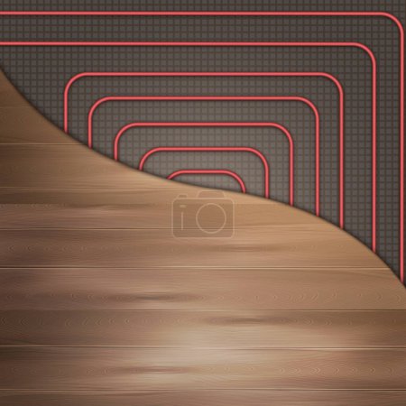 Illustration for Hot floor heating realistic background with redecoration symbols vector illustration - Royalty Free Image