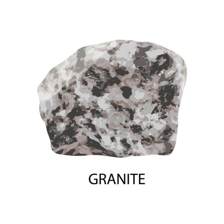 Composición mineral de piedra coloreada y realista con imagen aislada e ilustración vectorial de texto