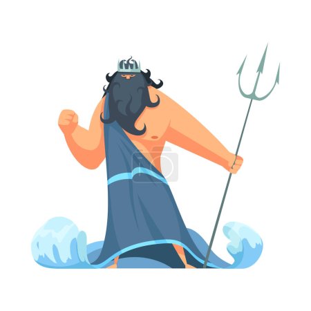 Illustration for Ancient greek gods composition with isolated cartoon style character of mythical god vector illustration - Royalty Free Image
