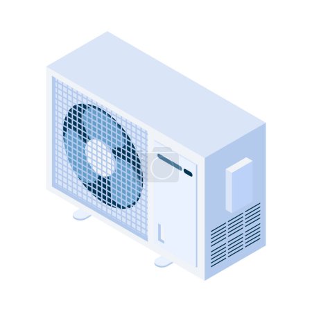 Téléchargez les illustrations : Accueil climatisation composition isométrique avec icône isolée de l'appareil ménager sur fond blanc illustration vectorielle - en licence libre de droit