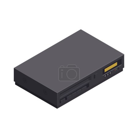 Illustration for Retro gadgets isometric composition with isolated icon of gadget from 90s on blank background vector illustration - Royalty Free Image