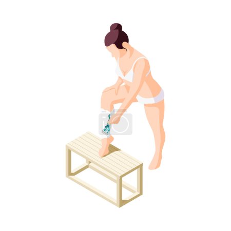 Illustration for Hair removal isometric composition with human characters performing epilation procedures vector illustration - Royalty Free Image