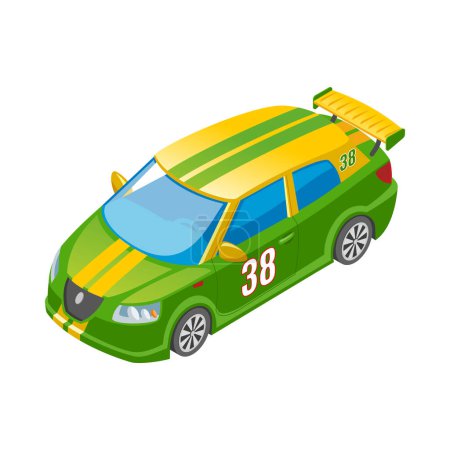 Illustration for Isometric racing sport composition with isolated icons on blank background vector illustration - Royalty Free Image