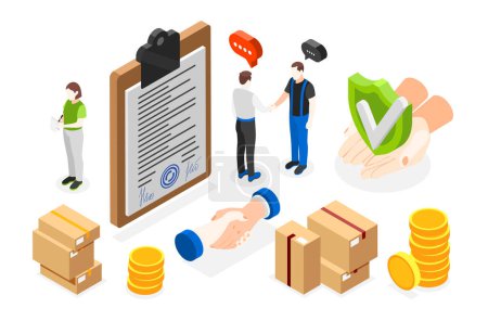 Illustration for Esg environmental social governance taking care of staff rights isometric concept composition with 3d elements vector illustration - Royalty Free Image