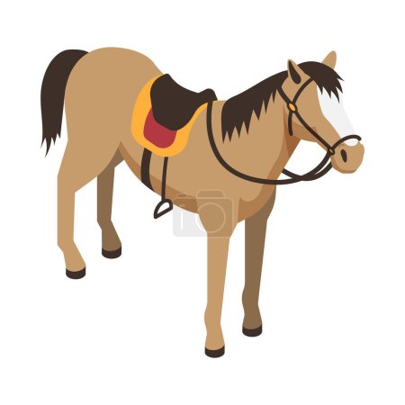 Ilustración de Isométrico caballo vaquero sobre fondo blanco 3d vector ilustración - Imagen libre de derechos