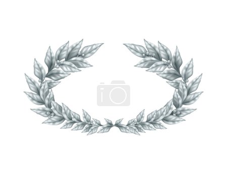Illustration for Silver laurel wreath against white background realistic vector illustration - Royalty Free Image