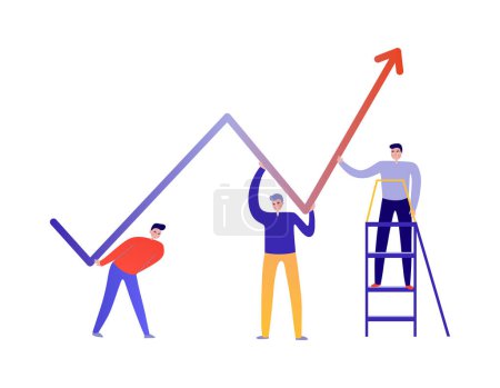 Illustration for Flat teamwork concept with colleagues helping one another vector illustration - Royalty Free Image