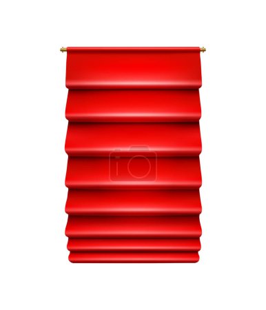 Illustration for Realistic luxury red roller blind on golden holder vector illustration - Royalty Free Image