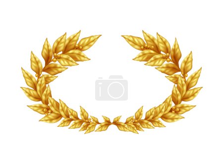 Illustration for Realistic golden laurel wreath on white background vector illustration - Royalty Free Image