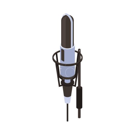 Téléchargez les illustrations : Icône isométrique studio audio avec illustration vectorielle 3d microphone professionnel - en licence libre de droit