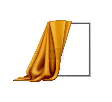 Tissu de soie doré moitié miroir recouvert illustration vectorielle réaliste