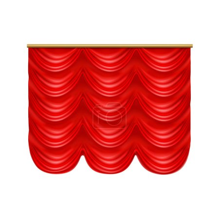 Illustration for Luxury red curtains on golden rail realistic vector illustration - Royalty Free Image