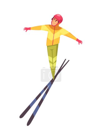 Illustration for Male jump skier on white background flat vector illustration - Royalty Free Image