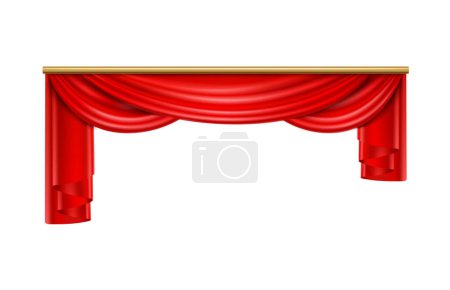 Illustration for Realistic luxury decorative red curtains with folds vector illustration - Royalty Free Image