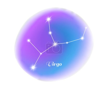Illustration for Astrology zodiac sign virgo star constellation flat vector illustration - Royalty Free Image