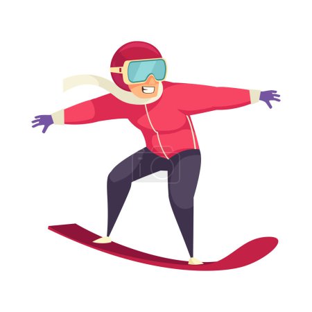 Téléchargez les illustrations : Snowboarding man on white background flat vector illustration - en licence libre de droit