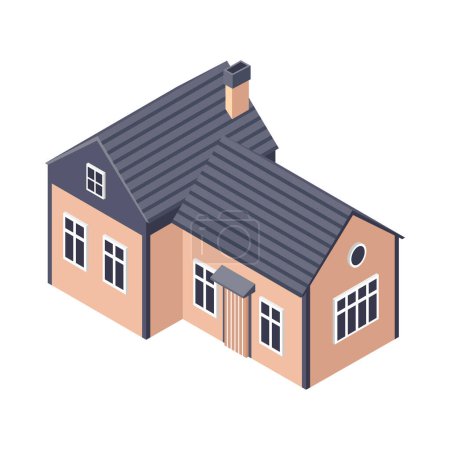 Illustration for Isometric modern farm house on white background 3d vector illustration - Royalty Free Image