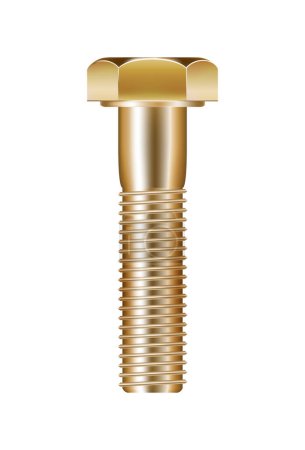 Téléchargez les illustrations : Realistic shiny golden screw bolt vector illustration - en licence libre de droit