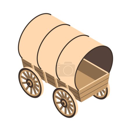 Ilustración de Wooden wagon icon on white background 3d isometric vector illustration - Imagen libre de derechos