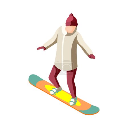 Ilustración de Snowboarding faceless man on white background 3d isometric vector illustration - Imagen libre de derechos