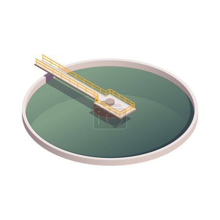 Illustration for Isometric wastewater treatment plant reservoir 3d vector illustration - Royalty Free Image