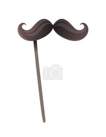 Ilustración de Realistic fake moustache on stick against white background vector illustration - Imagen libre de derechos