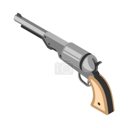 Téléchargez les illustrations : Isometric revolver back view 3d vector illustration - en licence libre de droit