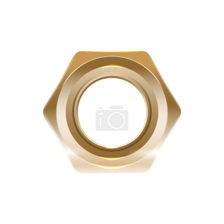 Ilustración de Realistic golden screw nut top view vector illustration - Imagen libre de derechos