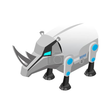 Illustration for Animal robots isometric composition with isolated image of futuristic automated pet companion on blank background vector illustration - Royalty Free Image