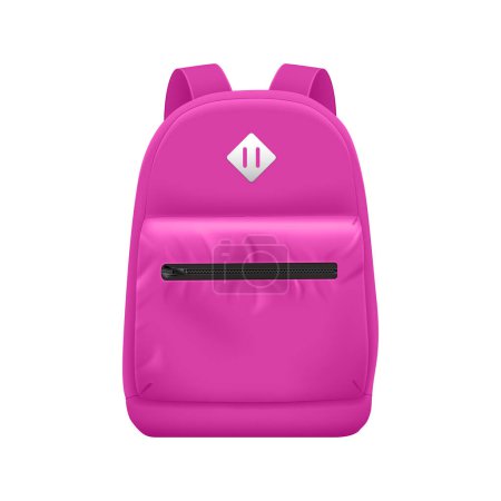 Téléchargez les illustrations : Realistic school backpack composition with isolated front view image of college bag for stationery books vector illustration - en licence libre de droit