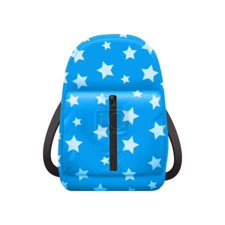 Téléchargez les illustrations : Realistic school backpack composition with isolated front view image of college bag for stationery books vector illustration - en licence libre de droit