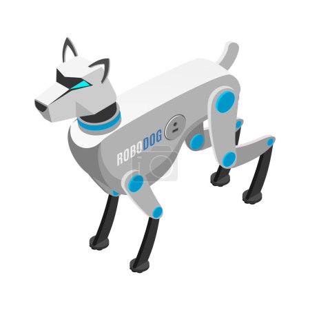 Illustration for Animal robots isometric composition with isolated image of futuristic automated pet companion on blank background vector illustration - Royalty Free Image