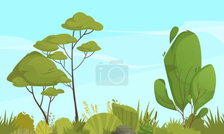 Illustration for Ecosystem types cartoon with deciduous forest trees vector illustration - Royalty Free Image