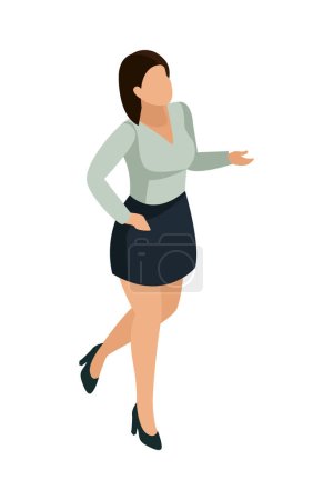 Téléchargez les illustrations : Office isometric people composition with isolated faceless human character of clerk employee on blank background vector illustration - en licence libre de droit