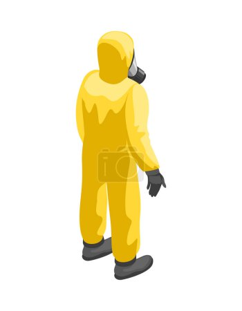Illustration for Toxic waste radioactivity biological hazard isometric composition with isolated human character on blank background vector illustration - Royalty Free Image