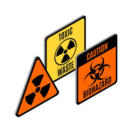 Illustration for Toxic waste radioactivity biological hazard isometric composition with isolated image on blank background vector illustration - Royalty Free Image