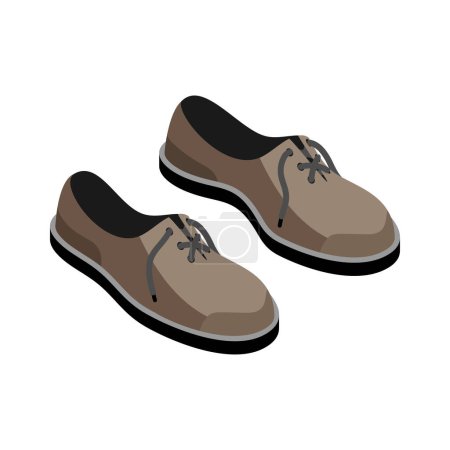 Illustration for Isometric shoemaker composition with isolated image of boots on blank background vector illustration - Royalty Free Image