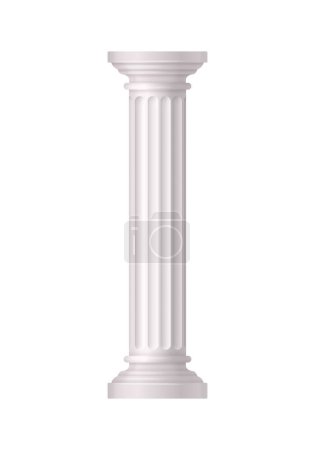 Téléchargez les illustrations : Antique white column realistic composition with isolated front view of architectural piece vector illustration - en licence libre de droit