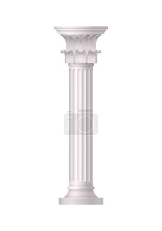 Téléchargez les illustrations : Antique white column realistic composition with isolated front view of architectural piece vector illustration - en licence libre de droit