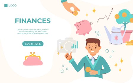 Illustration for Financial planning and investment flat web site page vector illustration - Royalty Free Image