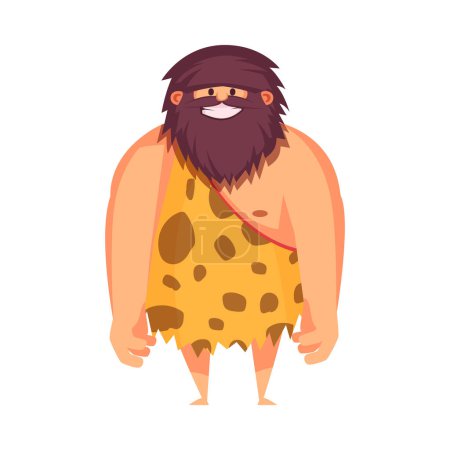 Ilustración de Primitive man caveman composition with cartoon human character of ancient person vector illustration - Imagen libre de derechos